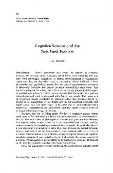 Cognitive Science and the Twin-Earth Problem