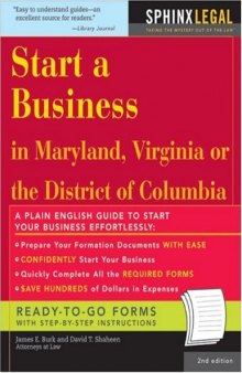 ''Start a Business in Maryland, Virginia, or the District of Columbia, 2E'' (Start a Business in Maryland, Virginia, or the District of Columbia)