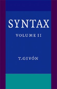 Syntax: A Functional-typological Introduction: Volume II