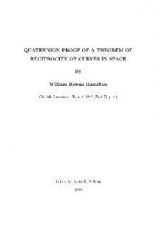 Quaternion Proof of a Theorem of Reciprocity of Curves in Space