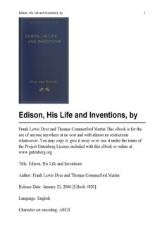 Edison : his life and inventions