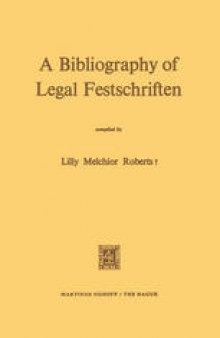 A Bibliography of Legal Festschriften