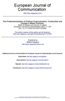 The Professionalization of Political Communication