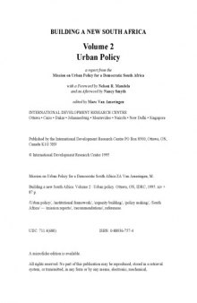 Building a New South Africa: Urban Policy