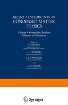 Recent Developments in Condensed Matter Physics: Volume 3 · Impurities, Excitons, Polarons, and Polaritons