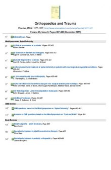 Orthopaedics and Trauma. Volume 25, Issue 6, Pages 397-466 (December 2011) 