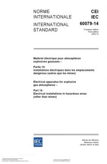 IEC 60079-14 Electrical apparatus for explosive gas atmospheres - Electrical installations in hazardous areas