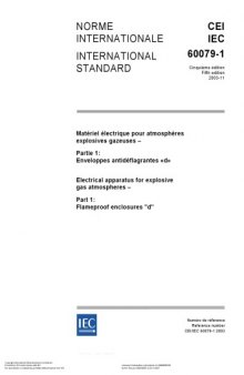 Iec 60079-1-Electrical Apparatus For Explosive Gas Atmospheres. Flameproof Enclosures D