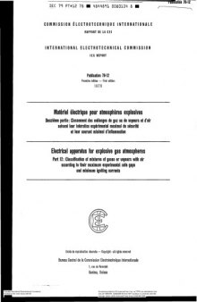 IEC 60079-12 Electrical apparatus for explosive gas atmospheres - Classification of mixtures fo gases or vopours winth air