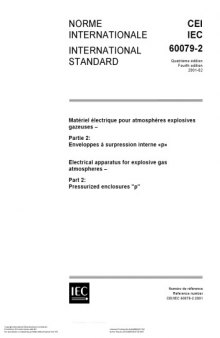 IEC 60079-2 Electrical apparatus for explosive gas atmospheres - Pressurized enclosures 'p'P