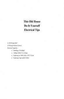 This Old House - Do It Youself Electrical Tips
