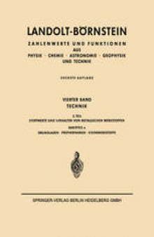 Landolt-Börnstein: Technik, 2. Teil, Bandteil a, Grundlagen · Prüfverfahren Eisenwerkstoffe, Teil 1