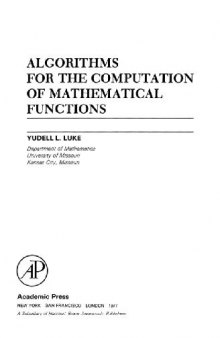 Algorithms for computations of mathematical functions
