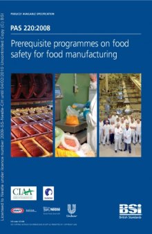 BS PAS 220:2008: Prerequisite programmes on food safety for food manufacturing