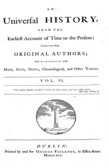 An Universal History from the Earliest Account of Time to the Present - 1744 - Folio Edition - Volume Six