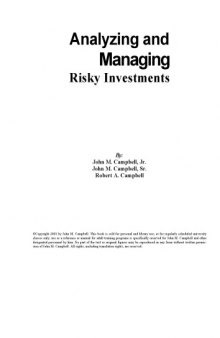 Analyzing and Managing Risky Investments
