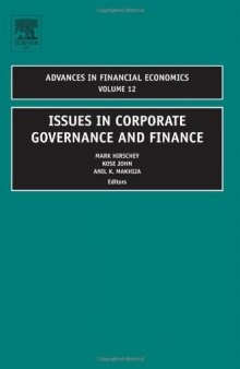 Issues in Corporate Governance and Finance, Volume 12 (Advances in Financial Economics)