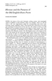  Vol. 92, No. 2. Folklore 'Hleotan'' and the Purpose of the Old English ''Rune Poem''