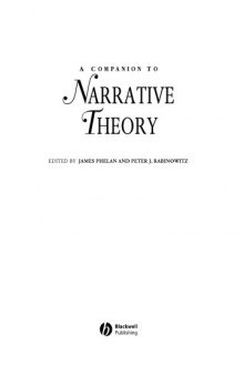 A Companion to Narrative Theory (Blackwell Companions to Literature and Culture)