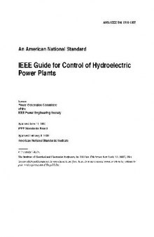 ANSI-IEEE 1010-1987 Guide for Control of Hydroelectric Power Plants