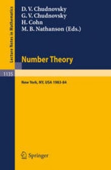 Number Theory: A Seminar held at the Graduate School and University Center of the City University of New York 1983–84