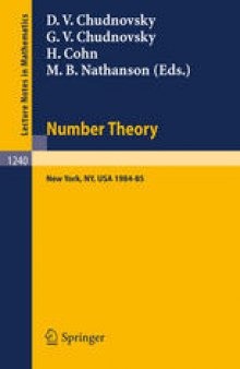 Number Theory: A Seminar held at the Graduate School and University Center of the City University of New York 1984–85