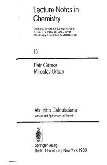 Ab Initio Calculations: Methods and Applications in Chemistry 