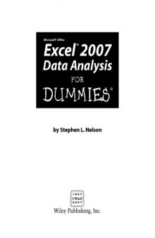 Excel 2007 data analysis for dummies