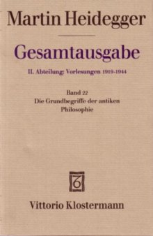 Die Grundbegriffe der antiken Philosophie (Sommersemester 1926)