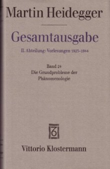 Die Grundprobleme der Phänomenologie (Sommersemester 1927)