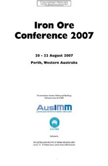 Iron ore conference 2007 : 20-22 August 2007, Perth, Western Australia
