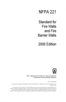 NFPA 221 : standard for high challenge fire walls, fire walls, and fire barrier walls