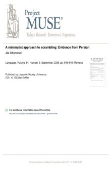 A minimalist approach to scrambling: Evidence from Persian