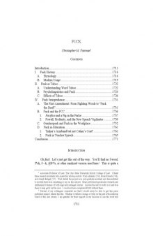 Fuck (Cardozo Law Review Vol.28-4: pp. 1711-1772)