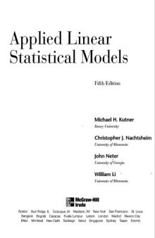 Applied Linear Statistical Models 5th Edition