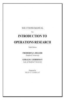 Instructor's Solutions Manual to Introduction to Operations Research
