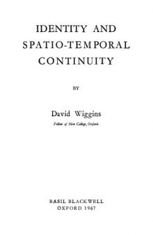 Identity and Spatio-Temporal Continuity