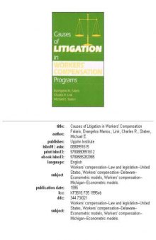 Causes of Litigation in Workers' Compensation Programs