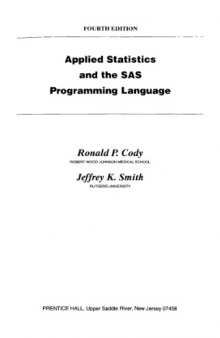 Applied statistics and the SAS programming language