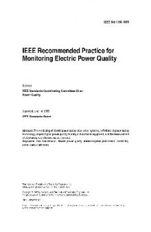 IEEE Recommended Practice for Monitoring Electric Power Quality