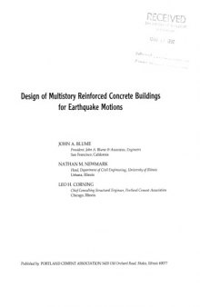 Design of Multistory Reinforced Concrete Buildings for Earthquake Motions