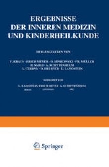 Ergebnisse der Inneren Medizin und Kinderheilkunde: Fünfundzwanzigster Band mit Generalregister der Bände 1–25