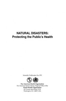 Natural Disasters: Protecting the Public's Health