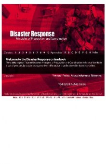 Disaster Response. Principles of Preparation Coordination