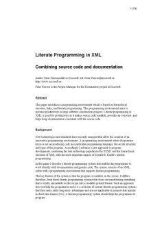 Literate programming in XML.Combining source code and documentation