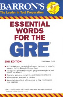 Essential Words for the GRE: Your Vocabulary for Success on the GRE General Test