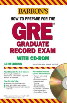 How to Prepare for the GRE with CD-ROM , Barron's How to Prepare for the Gre Graduate Record Examination 