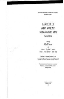 Handbook of Avian Anatomy : Nomina Anatomica Avium (Publications of the Nuttall Ornithological Club, No 23)