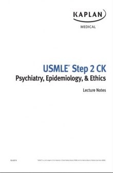 USMLE Step 2 CK Lecture Notes: Psychiatry/Epidemiology