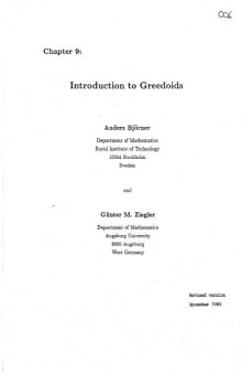 Introduction to Greedoids (revised version, November 1989)